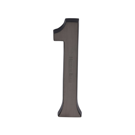 This is an image of a Heritage Brass - Numeral 1 Concealed Fix 76mm (3") Matt Bronze finish, c1564-1-mb that is available to order from Trade Door Handles in Kendal.