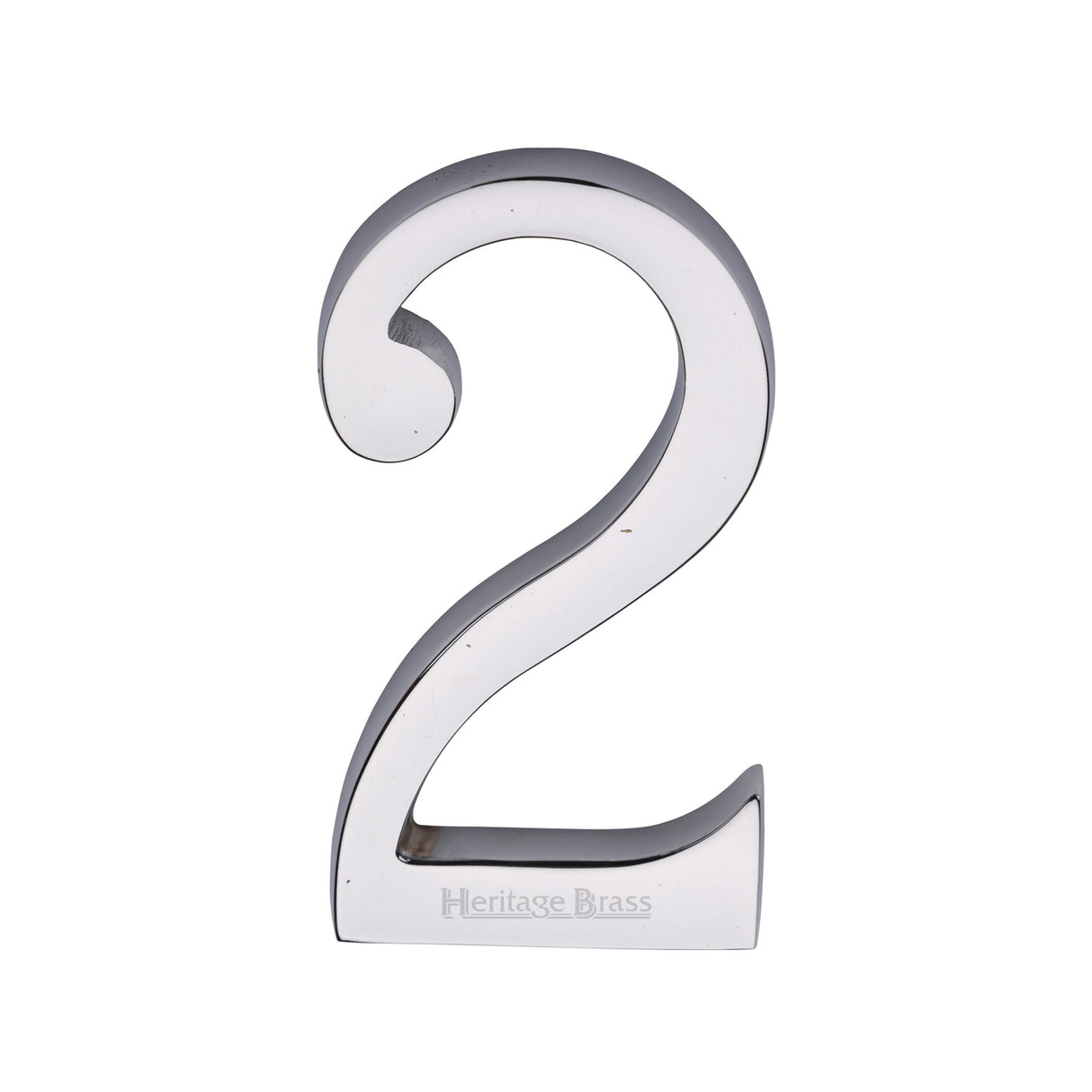 This is an image of a Heritage Brass - Numeral 2 Concealed Fix 76mm (3") Polished Chrome finish, c1564-2-pc that is available to order from Trade Door Handles in Kendal.