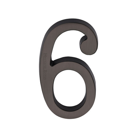 This is an image of a Heritage Brass - Numeral 6 Concealed Fix 76mm (3") Matt Bronze finish, c1564-6-mb that is available to order from Trade Door Handles in Kendal.