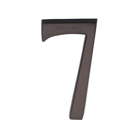 This is an image of a Heritage Brass - Numeral 7 Concealed Fix 76mm (3") Matt Bronze finish, c1564-7-mb that is available to order from Trade Door Handles in Kendal.