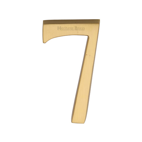 This is an image of a Heritage Brass - Numeral 7 Concealed Fix 76mm (3") Satin Brass finish, c1564-7-sb that is available to order from Trade Door Handles in Kendal.