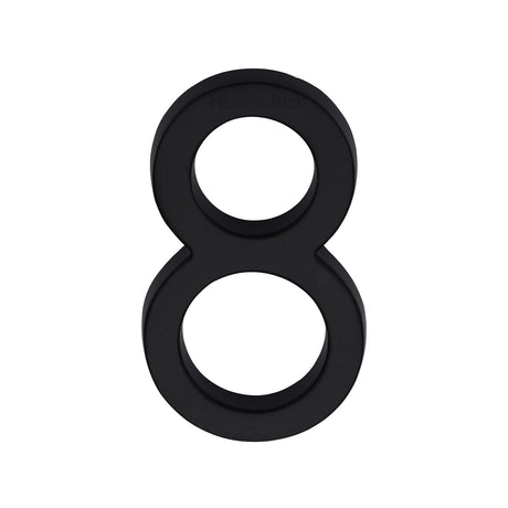 This is an image of a Heritage Brass - Numeral 8 Concealed Fix 76mm (3") Matt Black, c1564-8-bkmt that is available to order from Trade Door Handles in Kendal.