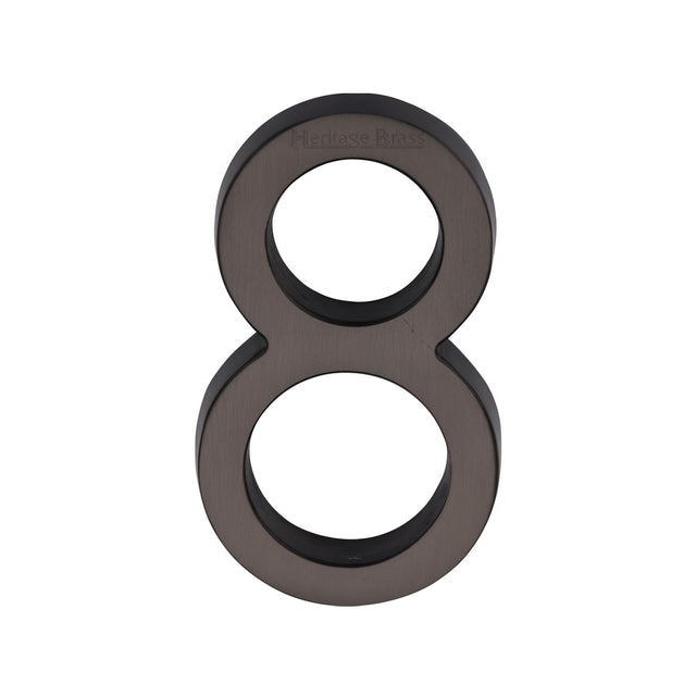 This is an image of a Heritage Brass - Numeral 8 Concealed Fix 76mm (3") Matt Bronze finish, c1564-8-mb that is available to order from Trade Door Handles in Kendal.