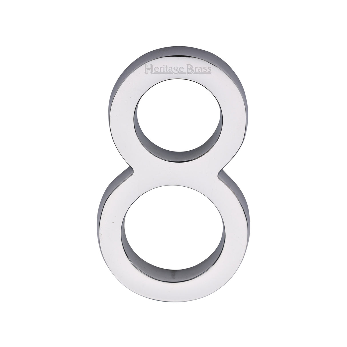 This is an image of a Heritage Brass - Numeral 8 Concealed Fix 76mm (3") Polished Chrome finish, c1564-8-pc that is available to order from Trade Door Handles in Kendal.