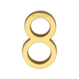 This is an image of a Heritage Brass - Numeral 8 Concealed Fix 76mm (3") Unlacquered Brass finish, c1564-8-ulb that is available to order from Trade Door Handles in Kendal.