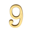 This is an image of a Heritage Brass - Numeral 9 Concealed Fix 76mm (3) Polished Brass finish, c1564-9-pb that is available to order from Trade Door Handles in Kendal.