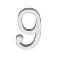 This is an image of a Heritage Brass - Numeral 9 Concealed Fix 76mm (3) Satin Chrome finish, c1564-9-sc that is available to order from Trade Door Handles in Kendal.