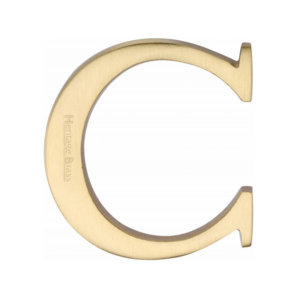 This is an image of a Heritage Brass - Alphabet C Pin Fix 51mm (2") Satin Brass Finish, c1565-2-c-sb that is available to order from Trade Door Handles in Kendal.