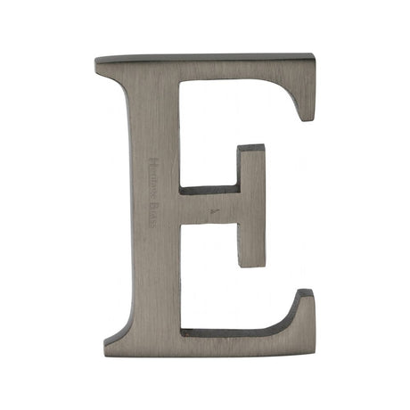 This is an image of a Heritage Brass - Alphabet E Pin Fix 51mm (2") Matt Bronze Finish, c1565-2-e-mb that is available to order from Trade Door Handles in Kendal.