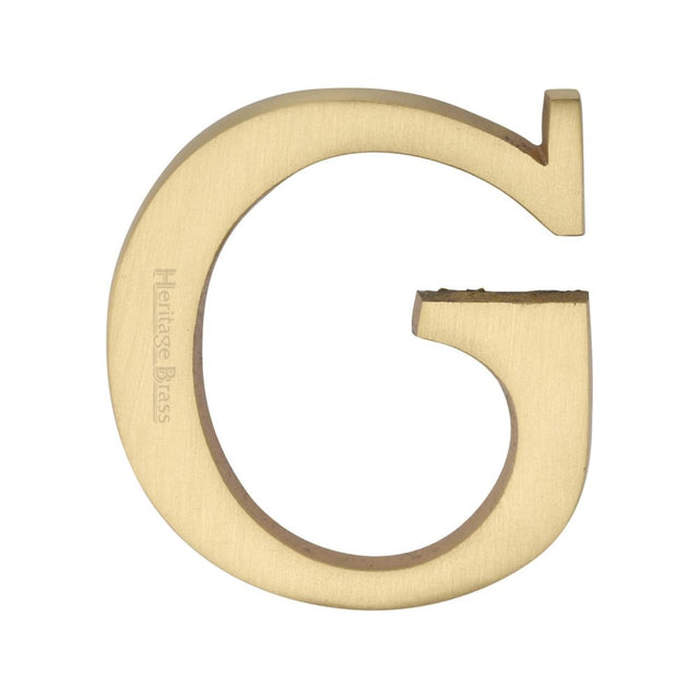 This is an image of a Heritage Brass - Alphabet G Pin Fix 51mm (2") Satin Brass Finish, c1565-2-g-sb that is available to order from Trade Door Handles in Kendal.