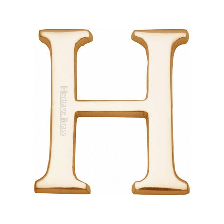 This is an image of a Heritage Brass - Alphabet H Pin Fix 51mm (2") Polished Brass Finish, c1565-2-h-pb that is available to order from Trade Door Handles in Kendal.