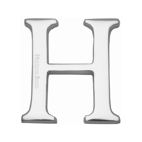 This is an image of a Heritage Brass - Alphabet H Pin Fix 51mm (2") Polished Chrome Finish, c1565-2-h-pc that is available to order from Trade Door Handles in Kendal.