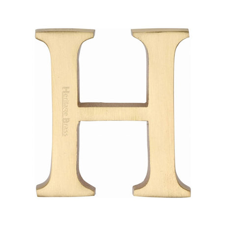 This is an image of a Heritage Brass - Alphabet H Pin Fix 51mm (2") Satin Brass Finish, c1565-2-h-sb that is available to order from Trade Door Handles in Kendal.