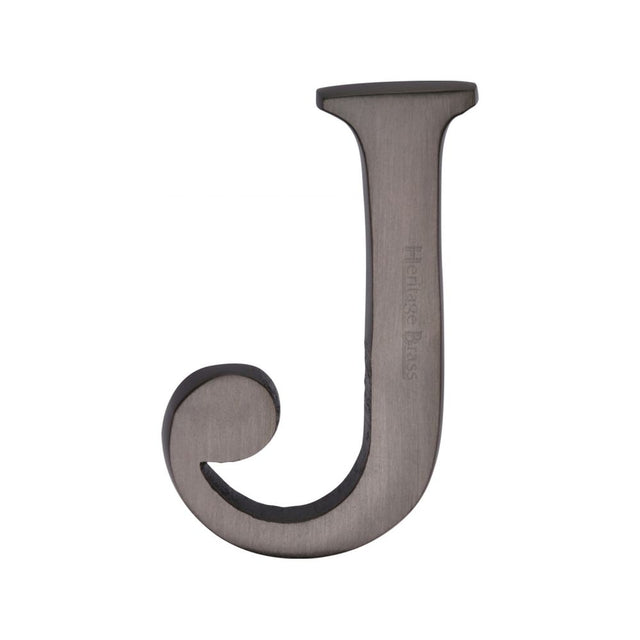 This is an image of a Heritage Brass - Alphabet J Pin Fix 51mm (2") Matt Bronze Finish, c1565-2-j-mb that is available to order from Trade Door Handles in Kendal.