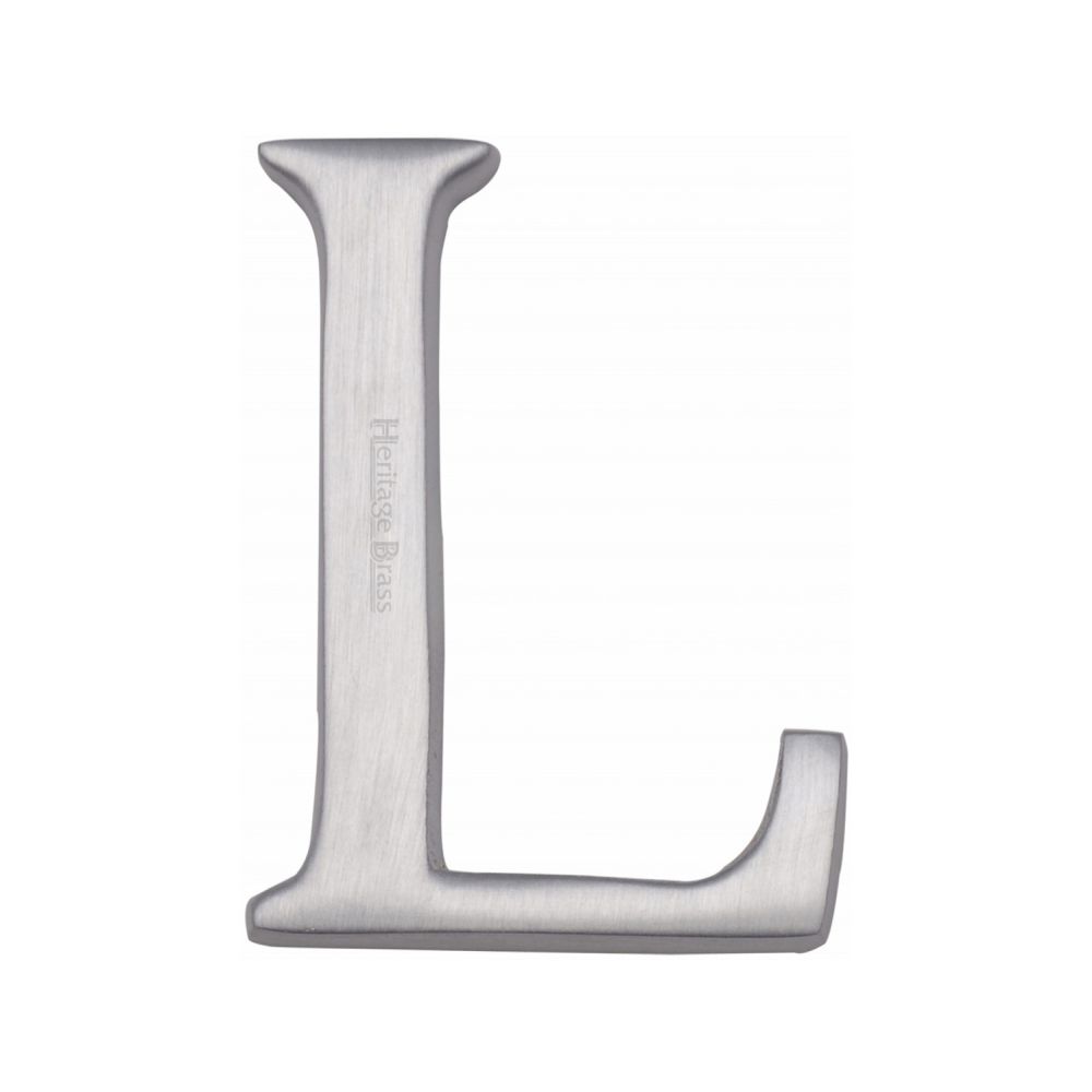 This is an image of a Heritage Brass - Alphabet L Pin Fix 51mm (2") Satin Chrome Finish, c1565-2-l-sc that is available to order from Trade Door Handles in Kendal.