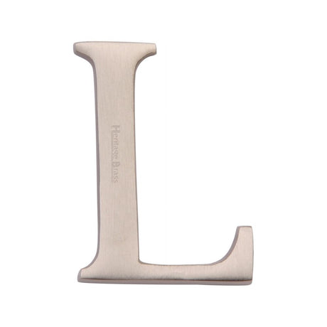 This is an image of a Heritage Brass - Alphabet L Pin Fix 51mm (2") Satin Nickel Finish, c1565-2-l-sn that is available to order from Trade Door Handles in Kendal.