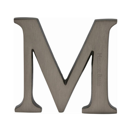 This is an image of a Heritage Brass - Alphabet M Pin Fix 51mm (2") Matt Bronze Finish, c1565-2-m-mb that is available to order from Trade Door Handles in Kendal.