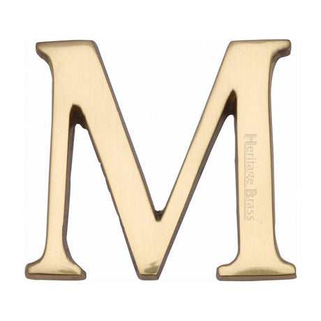 This is an image of a Heritage Brass - Alphabet M Pin Fix 51mm (2") Polished Brass Finish, c1565-2-m-pb that is available to order from Trade Door Handles in Kendal.