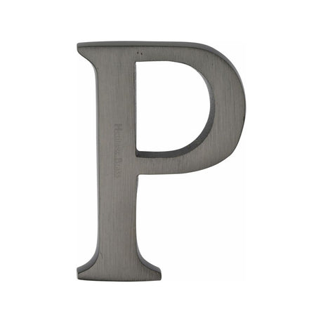 This is an image of a Heritage Brass - Alphabet P Pin Fix 51mm (2") Matt Bronze Finish, c1565-2-p-mb that is available to order from Trade Door Handles in Kendal.