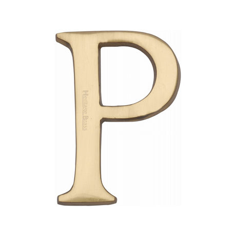 This is an image of a Heritage Brass - Alphabet P Pin Fix 51mm (2") Polished Brass Finish, c1565-2-p-pb that is available to order from Trade Door Handles in Kendal.