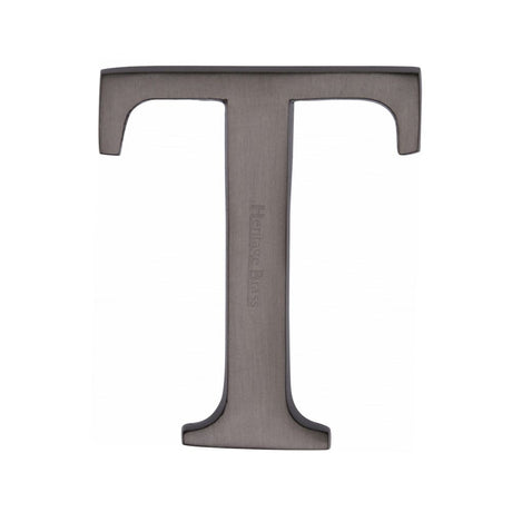 This is an image of a Heritage Brass - Alphabet T Pin Fix 51mm (2") Matt Bronze Finish, c1565-2-t-mb that is available to order from Trade Door Handles in Kendal.