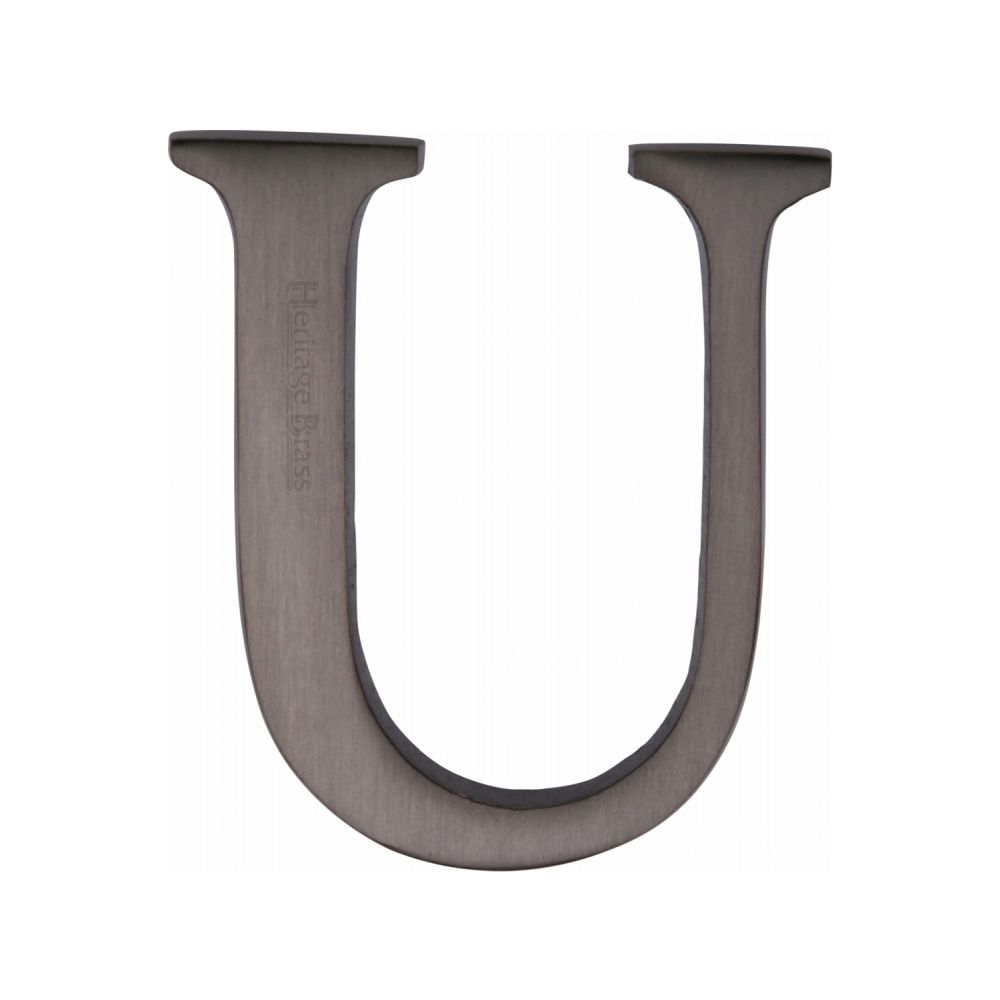 This is an image of a Heritage Brass - Alphabet U Pin Fix 51mm (2") Matt Bronze Finish, c1565-2-u-mb that is available to order from Trade Door Handles in Kendal.