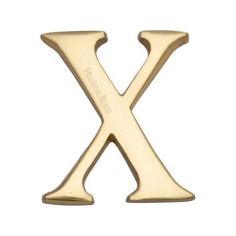 This is an image of a Heritage Brass - Alphabet X Pin Fix 51mm (2") Polished Brass Finish, c1565-2-x-pb that is available to order from Trade Door Handles in Kendal.