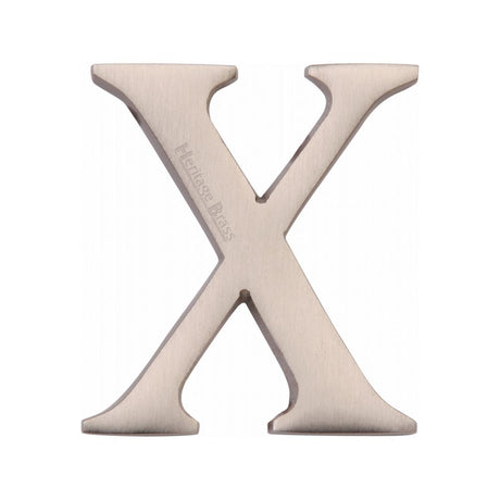 This is an image of a Heritage Brass - Alphabet X Pin Fix 51mm (2") Satin Nickel Finish, c1565-2-x-sn that is available to order from Trade Door Handles in Kendal.