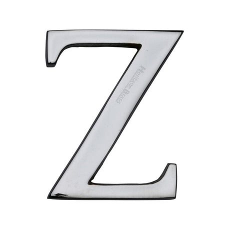 This is an image of a Heritage Brass - Alphabet Z Pin Fix 51mm (2") Polished Chrome Finish, c1565-2-z-pc that is available to order from Trade Door Handles in Kendal.