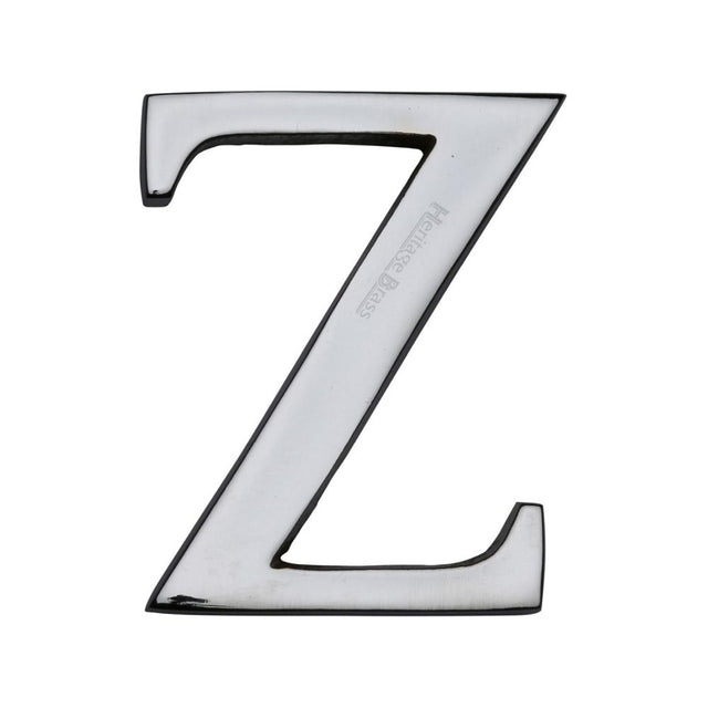 This is an image of a Heritage Brass - Alphabet Z Pin Fix 51mm (2") Polished Chrome Finish, c1565-2-z-pc that is available to order from Trade Door Handles in Kendal.