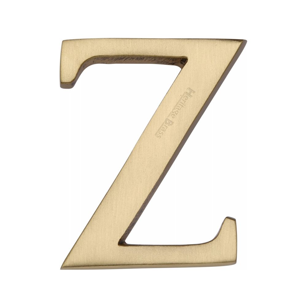 This is an image of a Heritage Brass - Alphabet Z Pin Fix 51mm (2") Satin Brass Finish, c1565-2-z-sb that is available to order from Trade Door Handles in Kendal.