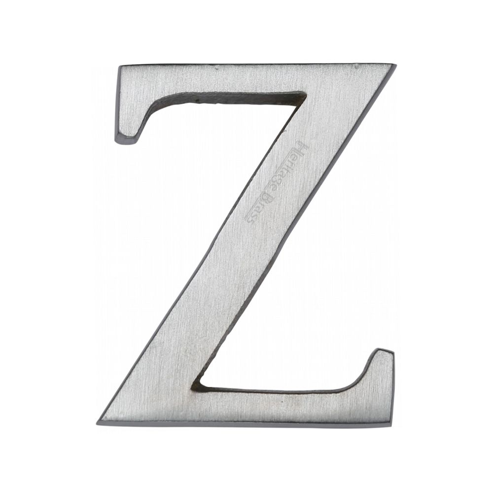 This is an image of a Heritage Brass - Alphabet Z Pin Fix 51mm (2") Satin Chrome Finish, c1565-2-z-sc that is available to order from Trade Door Handles in Kendal.