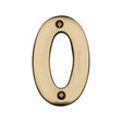 This is an image of a Heritage Brass - Numeral 0 Face Fix 76mm (3") Polished Brass Finish, c1566-0-pb that is available to order from Trade Door Handles in Kendal.