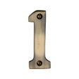 This is an image of a Heritage Brass - Numeral 1 Face Fix 76mm (3") Antique Brass Finish, c1566-1-at that is available to order from Trade Door Handles in Kendal.