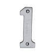 This is an image of a Heritage Brass - Numeral 1 Face Fix 76mm (3") Satin Chrome Finish, c1566-1-sc that is available to order from Trade Door Handles in Kendal.