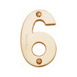 This is an image of a Heritage Brass - Numeral 6 Face Fix 76mm (3") Polished Brass Finish, c1566-6-pb that is available to order from Trade Door Handles in Kendal.