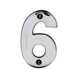 This is an image of a Heritage Brass - Numeral 6 Face Fix 76mm (3") Polished Chrome Finish, c1566-6-pc that is available to order from Trade Door Handles in Kendal.