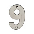 This is an image of a Heritage Brass - Numeral 9 Face Fix 76mm (3") Satin Nickel Finish, c1566-9-sn that is available to order from Trade Door Handles in Kendal.