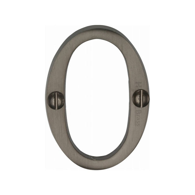 This is an image of a Heritage Brass - Numeral 0 Face Fix 51mm (2") Matt Bronze Finish, c1567-0-mb that is available to order from Trade Door Handles in Kendal.