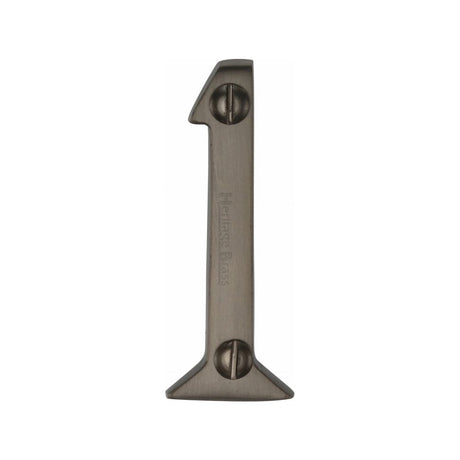 This is an image of a Heritage Brass - Numeral 1 Face Fix 51mm (2") Matt Bronze Finish, c1567-1-mb that is available to order from Trade Door Handles in Kendal.