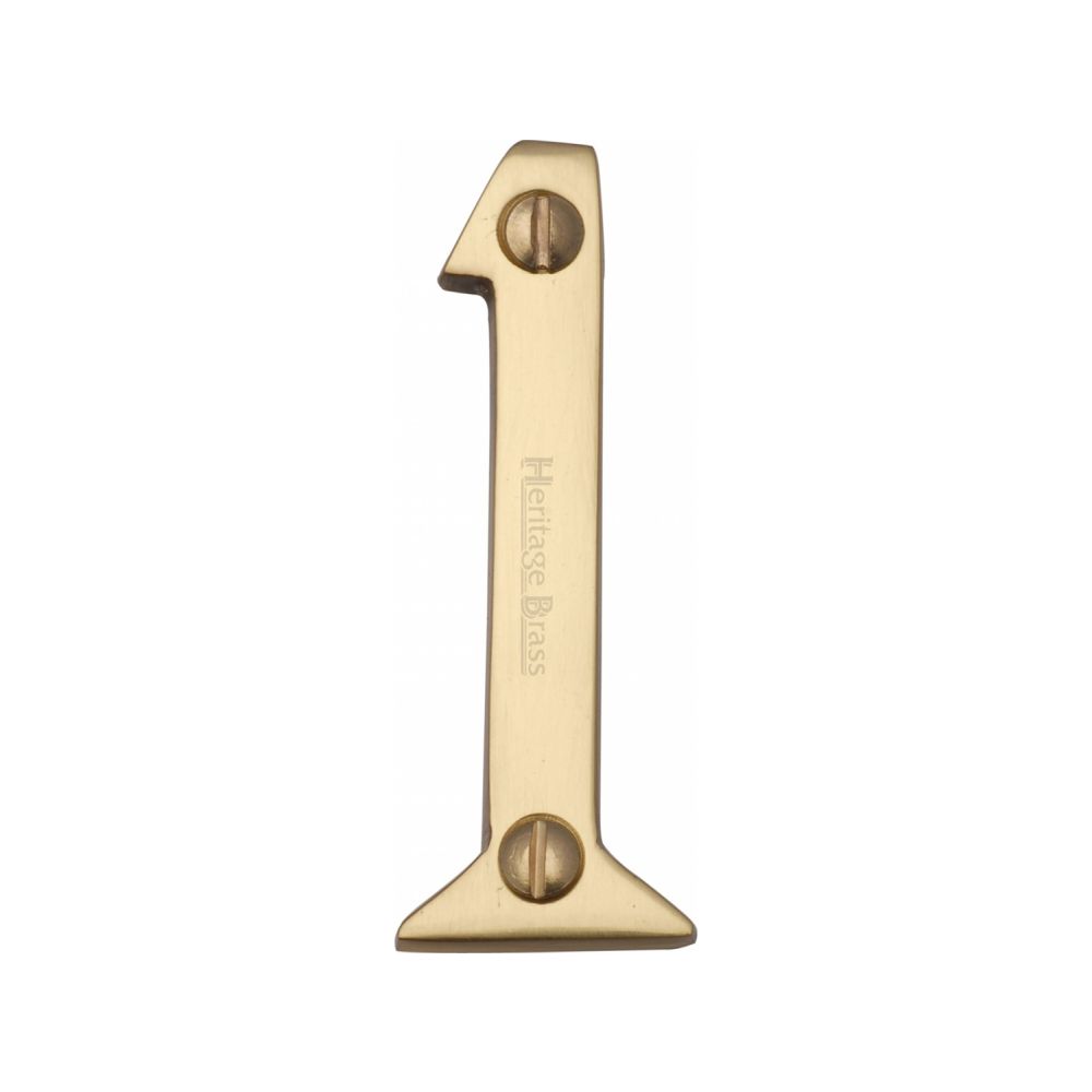 This is an image of a Heritage Brass - Numeral 1 Face Fix 51mm (2") Polished Brass Finish, c1567-1-pb that is available to order from Trade Door Handles in Kendal.