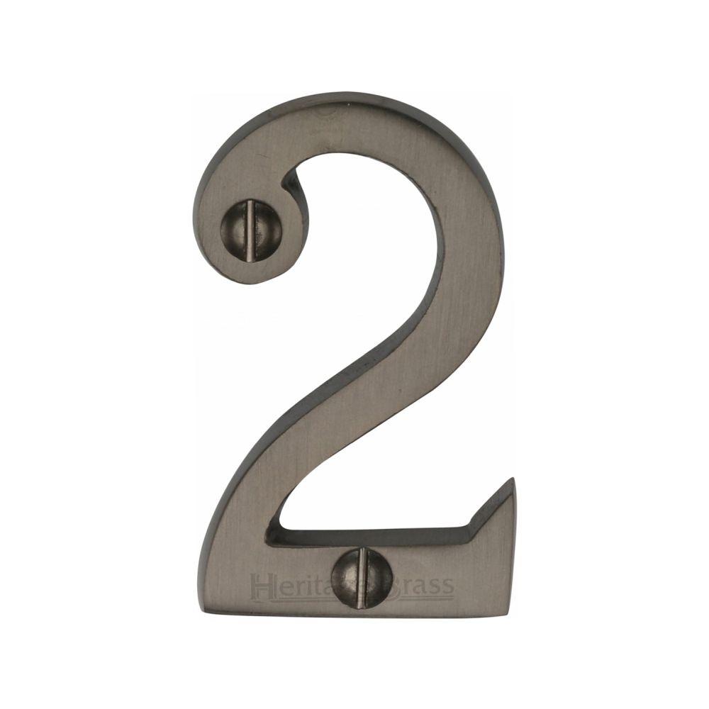 This is an image of a Heritage Brass - Numeral 2 Face Fix 51mm (2") Matt Bronze Finish, c1567-2-mb that is available to order from Trade Door Handles in Kendal.