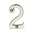 This is an image of a Heritage Brass - Numeral 2 Face Fix 51mm (2") Polished Nickel Finish, c1567-2-pnf that is available to order from Trade Door Handles in Kendal.