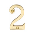 This is an image of a Heritage Brass - Numeral 2 Face Fix 51mm (2") Satin Brass Finish, c1567-2-sb that is available to order from Trade Door Handles in Kendal.