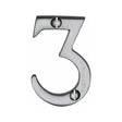 This is an image of a Heritage Brass - Numeral 3 Face Fix 51mm (2") Satin Chrome Finish, c1567-3-sc that is available to order from Trade Door Handles in Kendal.