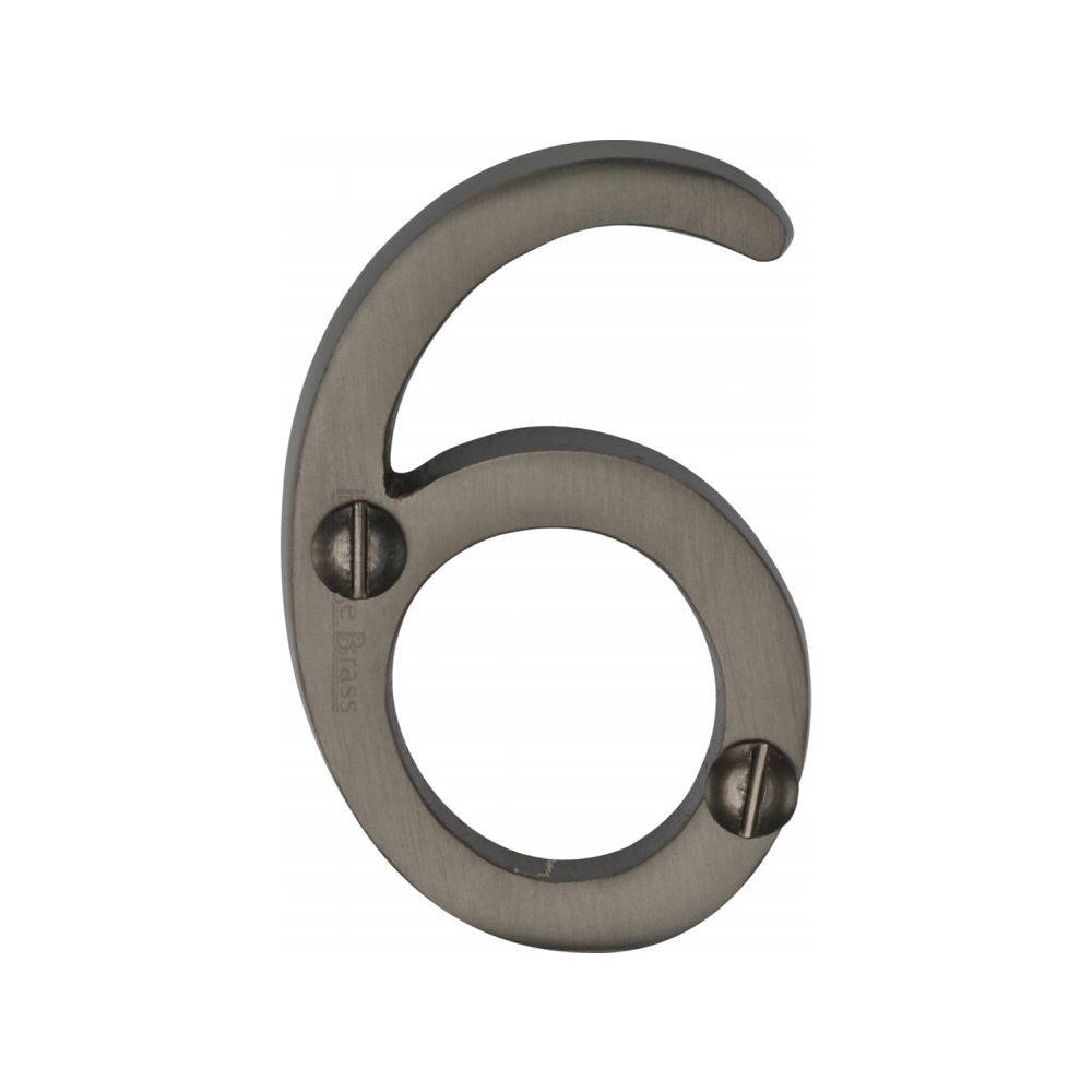 This is an image of a Heritage Brass - Numeral 6 Face Fix 51mm (2") Matt Bronze Finish, c1567-6-mb that is available to order from Trade Door Handles in Kendal.