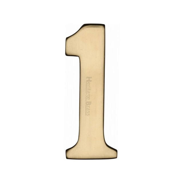 This is an image of a Heritage Brass - Numeral 1 Self Adhesive 51mm (2") Polished Brass Finish, c1568-1-pb that is available to order from Trade Door Handles in Kendal.