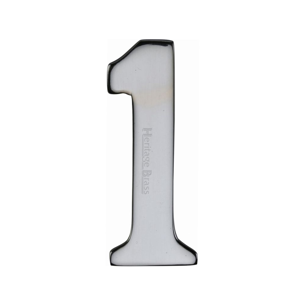 This is an image of a Heritage Brass - Numeral 1 Self Adhesive 51mm (2") Polished Chrome Finish, c1568-1-pc that is available to order from Trade Door Handles in Kendal.