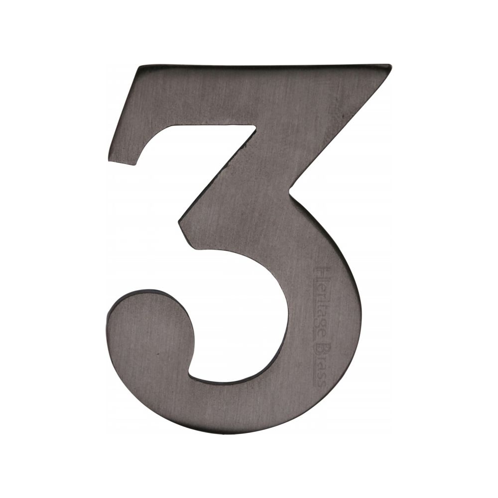 This is an image of a Heritage Brass - Numeral 3 Self Adhesive 51mm (2") Matt Bronze Finish, c1568-3-mb that is available to order from Trade Door Handles in Kendal.