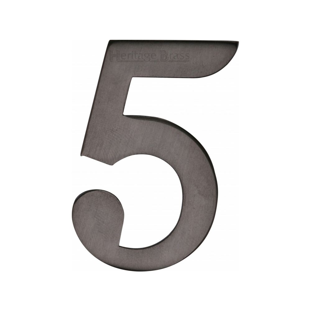 This is an image of a Heritage Brass - Numeral 5 Self Adhesive 51mm (2") Matt Bronze Finish, c1568-5-mb that is available to order from Trade Door Handles in Kendal.